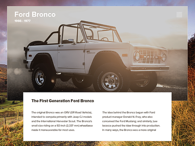 Ford Bronco - UI 4x4 bronco card design ford bronco interface product truck ui web