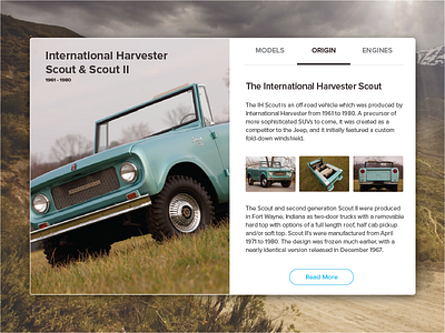 International Scout - UI 4x4 card design ih interface product scout truck ui web