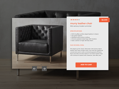 Murry Leather Chair card design ecommerce interface product sales ui user interface web