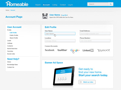 Homeable Account Page account account page app design logo site design star wars ui web site design website