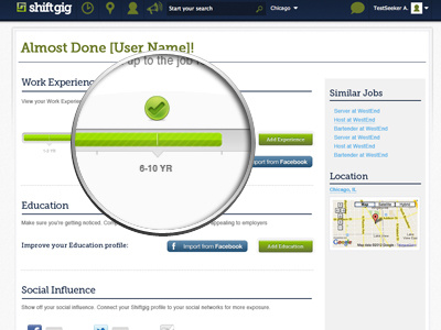 Shiftgig Thanks design designer facebook loupe progress bar scale shiftgig site design startup ui user interface web design website