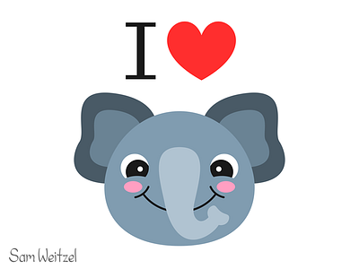 I Luv Elephant cute elephant illustration kawaii love vector