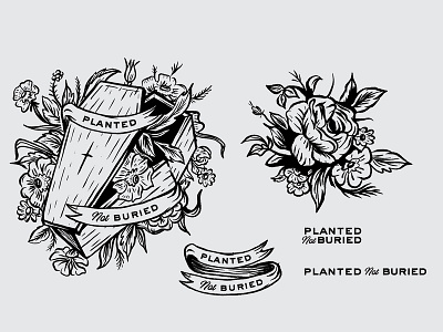 Floral Piece blackart design illustration lettering linework procreate