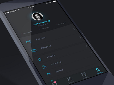 persona page of A app concept design app blue concept design fun icon interface ui ux