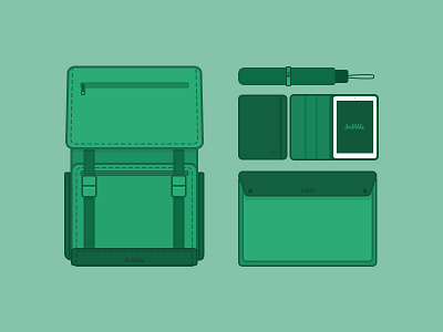 Equipment kit app bag design green pad product ui