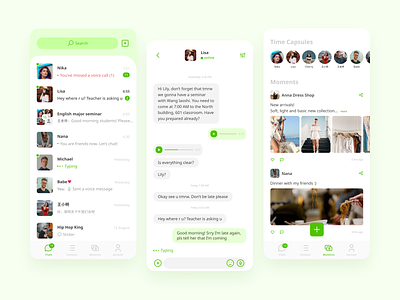 WeChat messenger app redesign android android app app design app redesign green ios ios app messenger messengerapp redesign uidesign uiinspiration usability ux uxui wechat