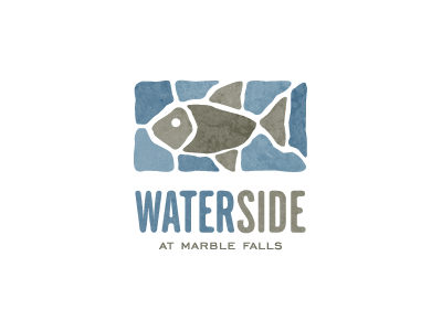 Waterside at Marble Falls – Logo fish identity logo marble real estate waterfront