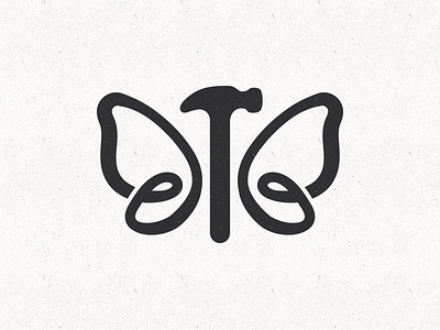 Logo exploration for remodeling company. butterfly construction hammer metamorphosis remodeling transformation
