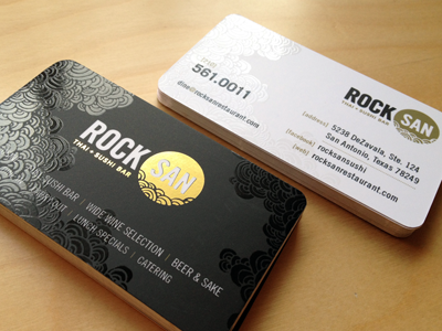 RockSan Business Cards business cards foil stamp legacy79 restaurant stationery sushi uv coating