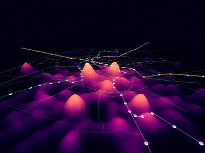 Metropolitain 3d data datavisualization dataviz heatmap isochronic subway traffic visualization webgl