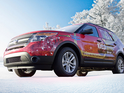 Detroit's Christmas Station Holiday Vehicle Wrap advertisement christmas design detroit ford ford explorer graphic design holiday santa snow vehicle wrap
