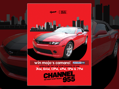 Mojo in the Morning & Channel 955 print ad ad advertisement camaro channel 955 design graphic design iheartmedia iheartradio marketing mojo in the morning print ad radio