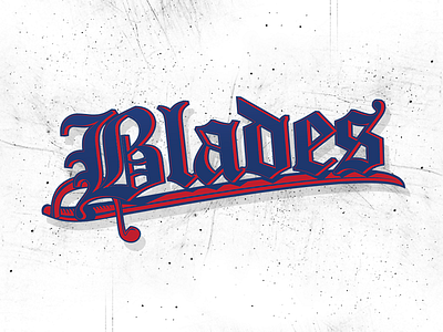 Blades Logo art detroit graphic design hand writing logo old english typography