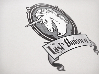 The Last Unicorn Restaurant - Alternate Logo Design brand horse logo mark mascot restaurant sign unicorn wood