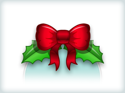 Holiday Christmas Bow & Holly Icon Accent accent bow christmas christmas icons holiday holiday icons holly