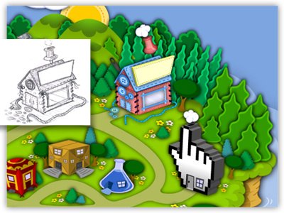 Game Map Environment Design cartoon maps cursor environment game houses island map