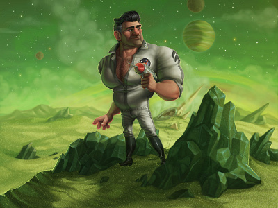 Outer space man! digital galaxy green hero illustration photoshop sci fi science space star trek wars