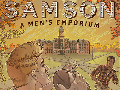 Samson autumn classic college fall fashion football illustration james haskins menswear photoshop poster samson