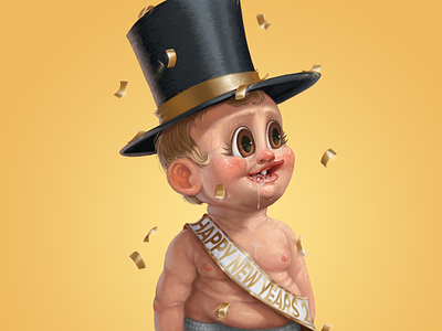 Baby new year 2018! baby baby new year digital painting gross james haskins new year nye ugly