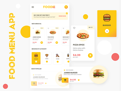 Foodie - Food Menu App android app app app design app ui food and drink food app foodie ios restaurant ui ux