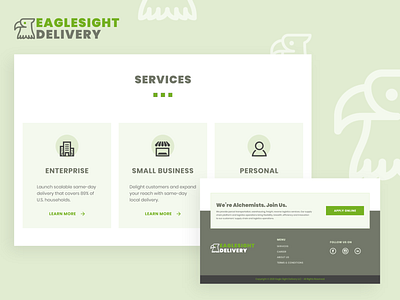 EagleSightDelivery - Services & Footer Section