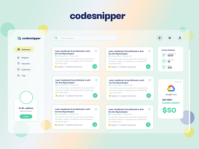 CodeSnipper - Dashboard glassmorphism landingpage ui ux web webdesign website website design