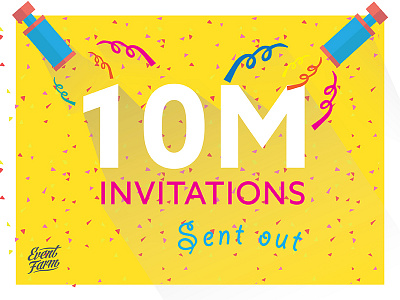 10 M invitations sent out 10 m celebrate confetti flat flat design graphic illustration illustrator long shadow party