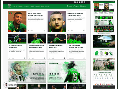 Sports website UI design