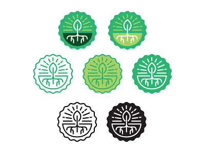 Rooted badge icons illustration leaf roots
