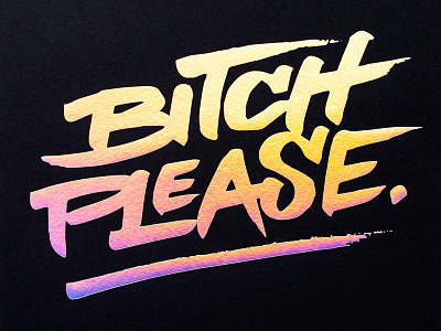 Bitch Please bitch please brush cussed out days of thunder lettering typography