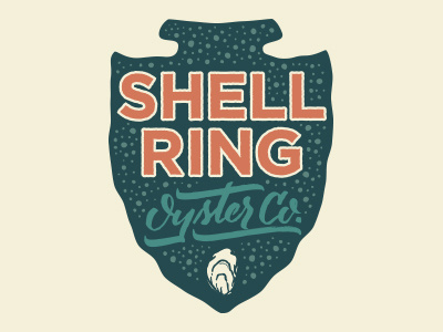 Shell Ring Oyster Co. arrowhead brush script lettering logo oyster shell shell ring typography