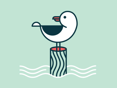 Seagull bird illustration lines pylon seagull shrimpin water