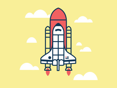 Shuttle clouds illustration peel and eat prints shuttle space space shuttle yellow