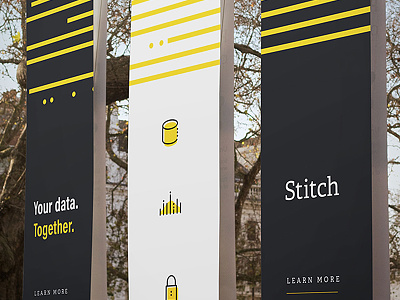 Data Banners banner black branding data focus lab mark s spool stitch yellow