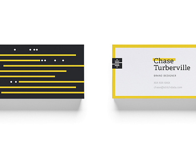 Stitch Business Cards black branding business cards collateral data focus lab mark s spool stitch yellow