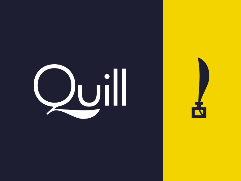 Quill ink inkwell focus lab q typography color quill logotype branding
