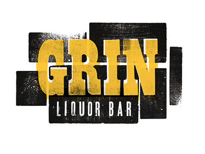 Grin Liquor Bar design letterpress typography