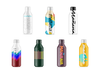 Mañana Concept Bottles aluminum bottles branding color design focus lab illustration mañana tomorrow water