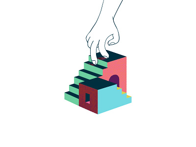 Steppin' Out branding color design focus lab hand illustration stairs steps walking