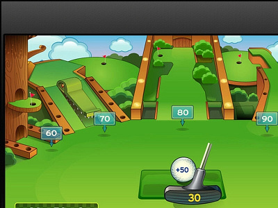 Mini golf math concepts flash game design ipad ui ux vector