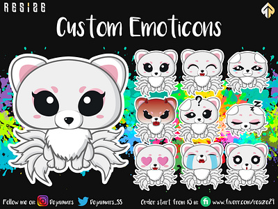 Kitsune Emoticon Concept🎨 (SOLD) cartoon chibi design emoji fiverr gamer illustration illustrator logo metaverse nft opensea streamer twitch youtube