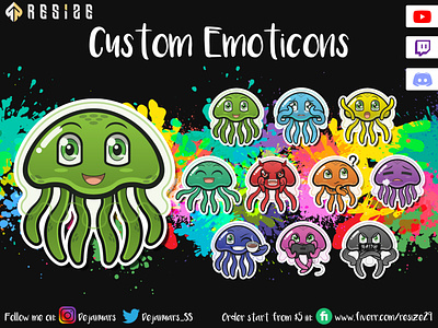 Jellyfish Emoticon Concept🎨 (SOLD) cartoon chibi customemoji emoji emotes emoticon gamer gaming illustration illustrator logo mascot metaverse nft opensea sticker streamer twitch twitchemotes youtuber
