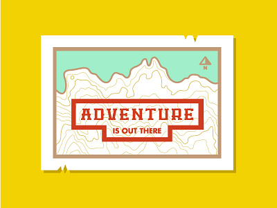 Adventure! adventure badge explore map north red topography yellow