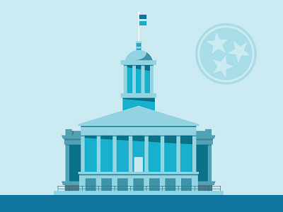 Nashville Capitol Building blue building capitol flag flat nashville political shadow star state tennessee