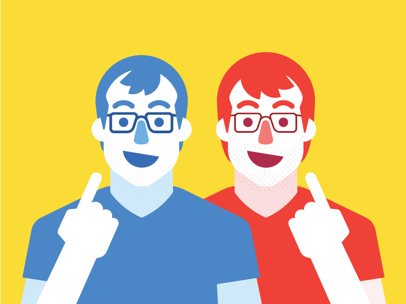 We Dem Boyz illustration portrait face people person glasses halftone flat primary twins