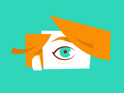 Abstract Face abstract eye face flat girl illustration orange person teal