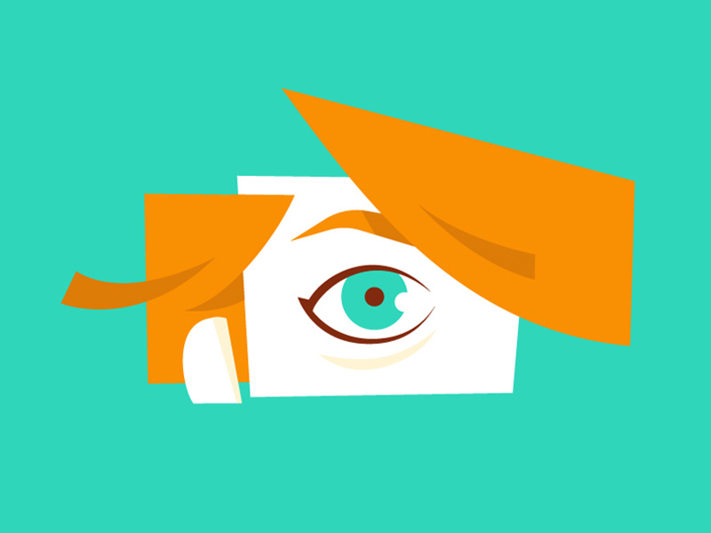 Abstract Face girl person illustration orange teal eye abstract face flat