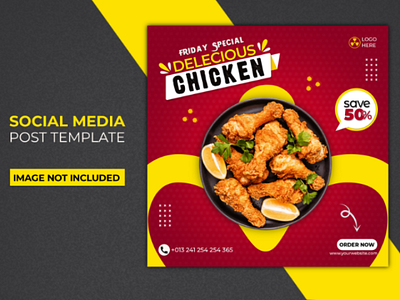 Delicious chicken social media post template. ads design banner design delecious chicken banner facebook ads design facebook post instagram post social media banner social media post template