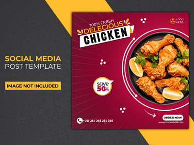 Delicious chicken social media post template banner design facebook post instagram post social media ads design social media post template