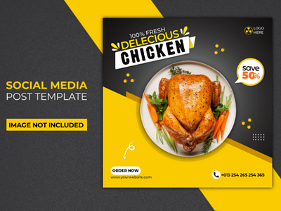 Delicious chicken social media post template banner design facebook post design instagram post design social media post design